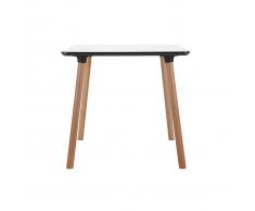 Tavolo quadrato design Bianco con piedi in legno L80 BRUNCH