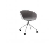 Poltrona da ufficio design bianco e tessuto grigio chiaro SCAFO