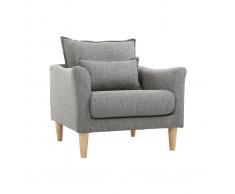 Poltrona design tessuto grigio e quercia KATE