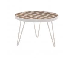 Tavolino rotondo legno e metallo bianco 50x35 ROCHELLE