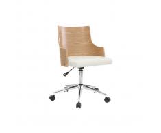 Sedia da ufficio design in poliuretano Bianco e legno chiaro MAYOL
