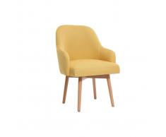 Poltrona design giallo piedi legno chiaro MONA