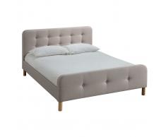Letto capitonato tessuto beige 160 x 200cm HOLSEN