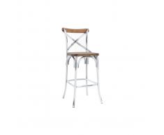 Sgabello da bar industriale in legno e metallo invecchiato bianco 75 cm JAKE
