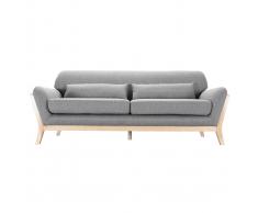 Divano scandinavo 3 posti grigio piedi legno YOKO