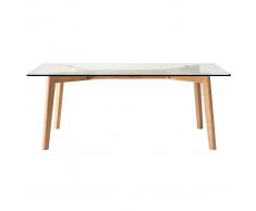 Tavolino design contemporaneo in vetro e quercia DAVOS