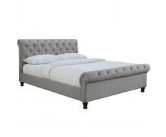 Letto design 2 posti 160*200 lino grigio RILEY