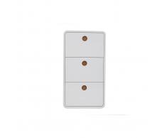 Suarez 60 x 24,2 x 82 cm colore: Bianco//Con bicicletta rossa Scarpiera a 2 battenti in melamina H329-BCJ