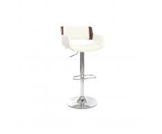 Sgabello da bar design poliuretano Bianco e legno scuro RAY