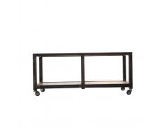 Tavolino / mobile TV legno massiccio e metallo ATELIER ROLL