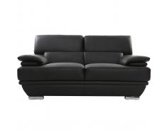 Divano nero in pelle design 2 posti con poggiatesta reclinabile EWING