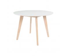 Tavolo in legno naturale e color bianco D100 LEENA