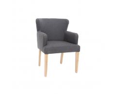 Poltrona classica in tessuto Grigio scuro piedi in legno chiaro RODIN
