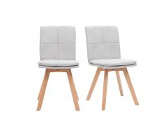 Sedia scandinava tessuto grigio chiaro gambe legno chiaro gruppo di 2 THEA