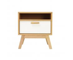 Comodino design scandinavo bianco e quercia HELIA