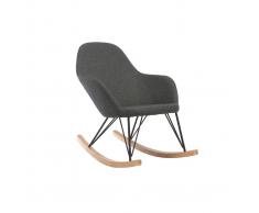 Poltrona relax - Sedia a dondolo tessuto grigio antracite gambe in metallo e frassino JHENE
