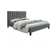 Letto design capitonné in tessuto Grigio chiaro 160x200 DANAE