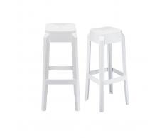 Sgabello da bar design bianchi 75cm coppia di 2 CLEAR