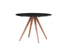 Tavolo da pranzo rotondo design noce e nero D106 WALFORD