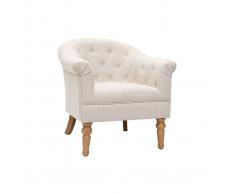 Poltrona classica in tessuto naturale con piedi in legno chiaro BALTHAZAR