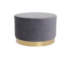 Pouf / poggiapiedi rotondo in velluto grigio e metallo dorato 54 cm AMAYA