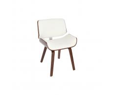 Sedia design Bianco e legno scuro noce RUBBENS