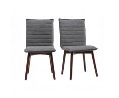 Sedia design tessuto grigio antracite gambe legno scuro gruppo di 2 IZAL
