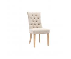 Sedia classica in tessuto naturale con piedi in legno chiaro VOLTAIRE