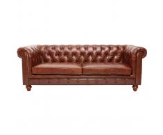 Divano pelle vintage 3 posti cioccolato CHESTERFIELD