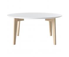 Tavolino design laccato bianco e legno naturale LARGO