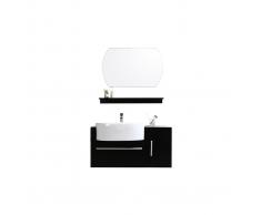 Mobile da bagno Sullivan nero : lavabo mobile sottovasca mensola e specchio.