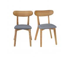 Sedia design vintage grigio e piedi legno gruppo di 2 MARIK