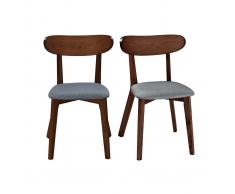 Sedia design vintage grigio e piedi noce gruppo di 2 MARIK