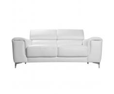 Divano in pelle design 2 posti con poggiatesta relax bianco NEVADA