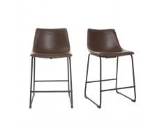 Sgabello da bar vintage PU marrone 61cm gruppo di 2 NEW ROCK