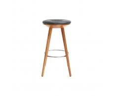 Sgabello da bar scandinavo 65cm PU nero piedi noce NORDECO