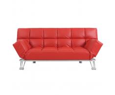 Divano convertibile 3 posti MANHATTAN rosso - pelle