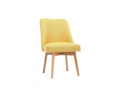Sedia scandinava tessuto giallo piedi in legno chiaro LIV
