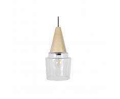 Lampadario design vetro e legno modello ACOMAT