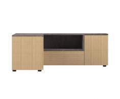 Mobile TV d'angolo design legno e grigio cemento QUADRA