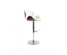 Sgabello da bar design bianco e legno WALNUT