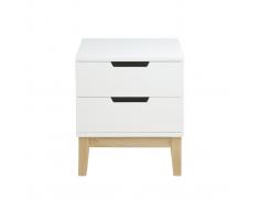 Comodino desing legno e bianco 2 cassetti SNOOP