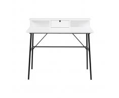 Scrivania design bianca e metallo nero NEVA
