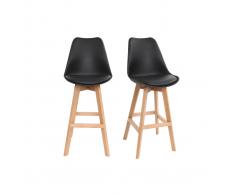 Gruppo di due sgabelli da bar design nero e legno 65cm PAULINE