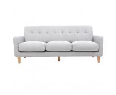 Divano design scandinavo 3 posti tessuto grigio chiaro LUNA