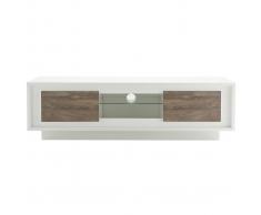 Mobile TV design Bianco con spazi per riporre i propri oggetti elemento decorativo Legno scuro LAND