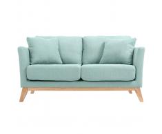 Divano scandinavo 2 posti turchese e piedi in legno chiaro OSLO