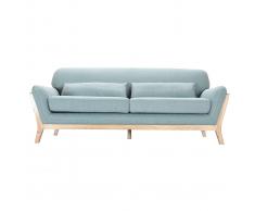 Divano scandinavo 3 posti blu laguna piedi legno YOKO
