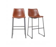 Sgabello da bar vintage PU marrone chiaro 73cm gruppo di 2 NEW ROCK