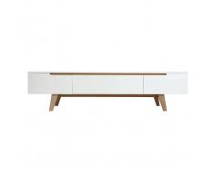 Mobile TV scandinavo bianco lucido e frassino 180cm MELKA